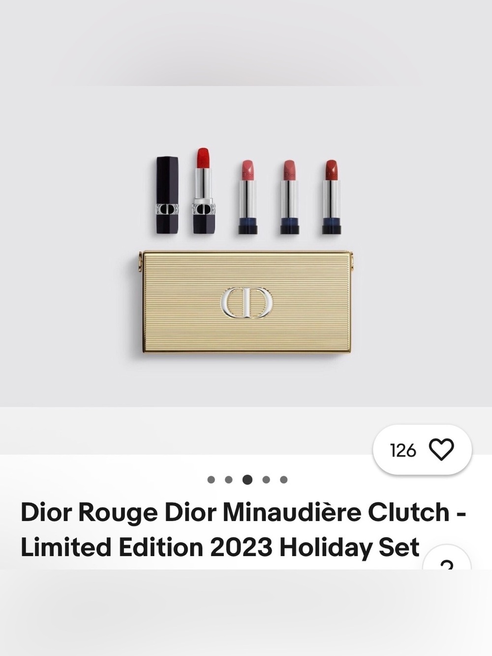 Dior Lipstick Set with Gold Minaudière — Red & Pink Shades